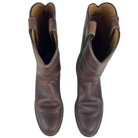 JUSTIN L 3408 ROPER COWHIDE LEATHER BROWN BARN CLASSIC COWBOY WORK BOOT - Picture 6 of 13